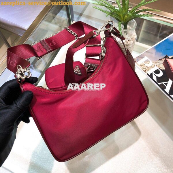 Replica Prada Re-Edition Nylon Multi-Pochette Bag 1BH204 Wine 10