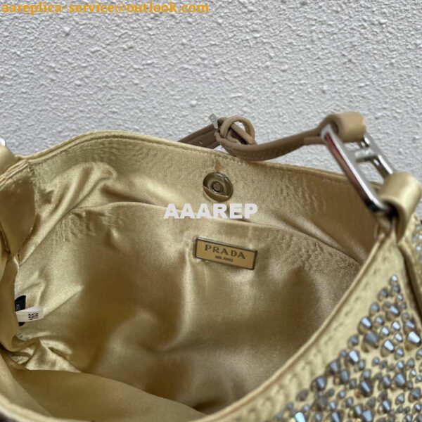 Replica Prada 1BC169 Prada Cleo satin bag with appliqués Gold 10