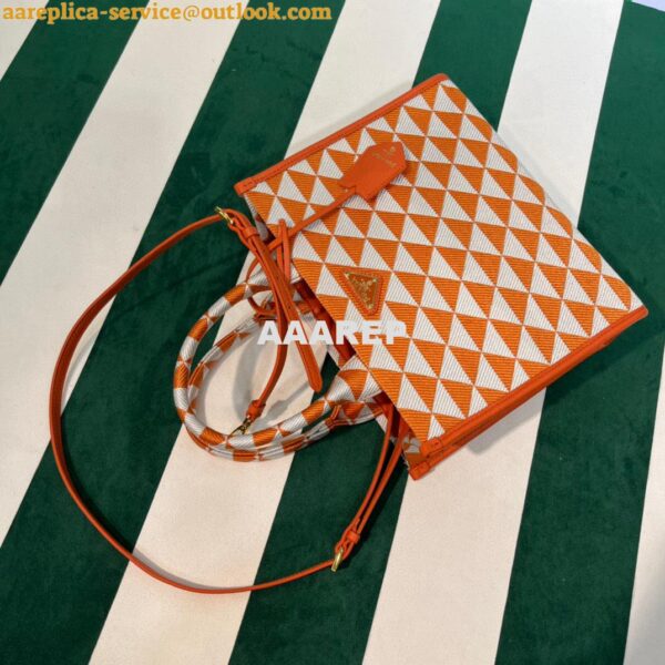 Replica Prada 1BA354 Small Prada Symbole jacquard fabric handbag Orange White 8