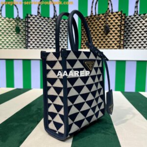 Replica Prada 1BA355 Symbole Jacquard Fabric Micro Bag Blue White