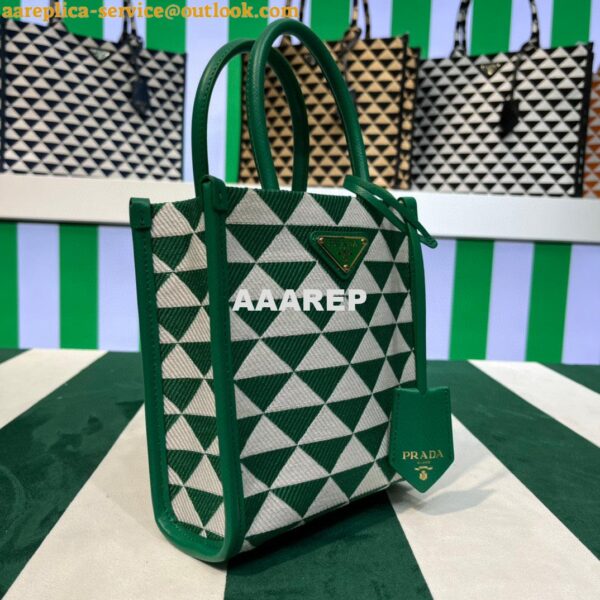 Replica Prada 1BA355 Symbole Jacquard Fabric Micro Bag Green White