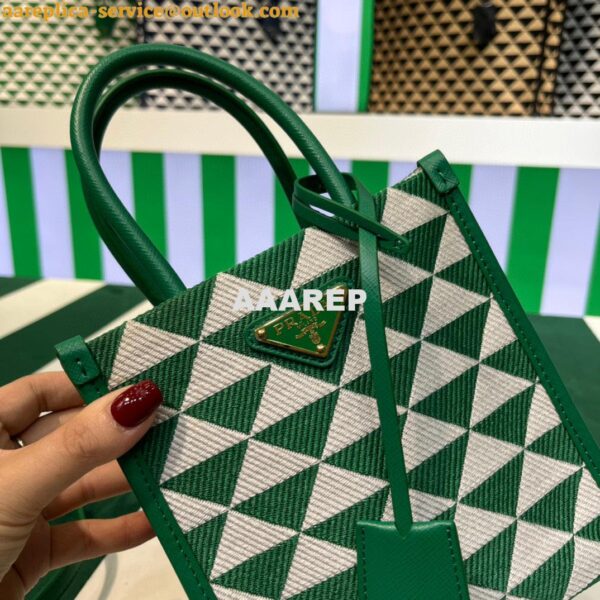 Replica Prada 1BA355 Symbole Jacquard Fabric Micro Bag Green White 8