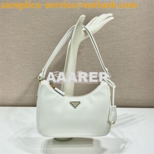 Replica Prada Re-Edition White Saffiano leather mini-bag with adjustab