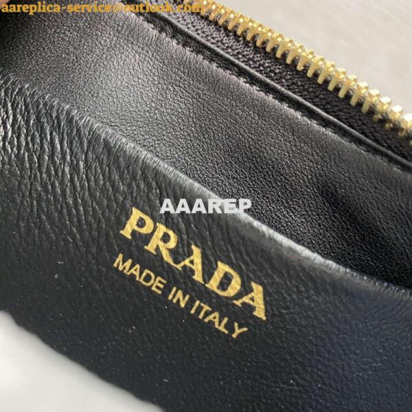 Replica Prada 1BC194 Prada Arqué Leather Shoulder Bag Black 8