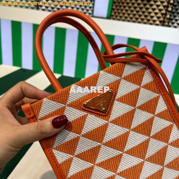 Replica Prada 1BA355 Symbole Jacquard Fabric Micro Bag Orange White 4