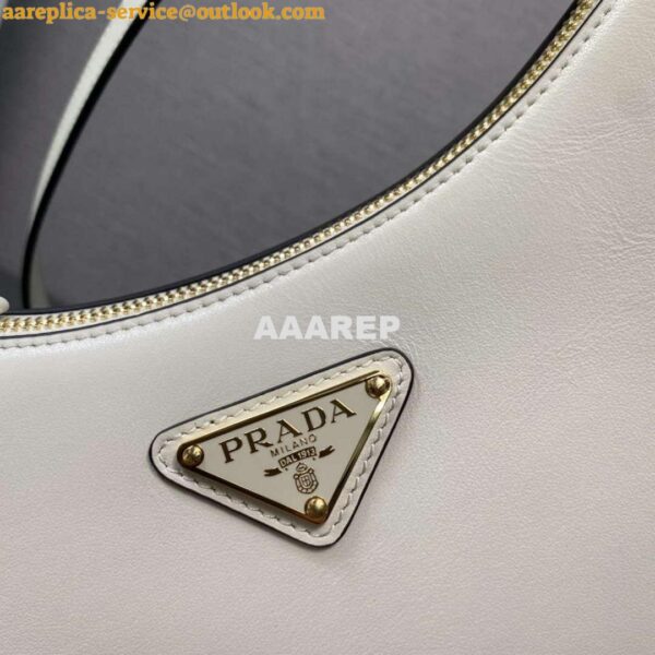 Replica Prada 1BC194 Prada Arqué Leather Shoulder Bag White 3