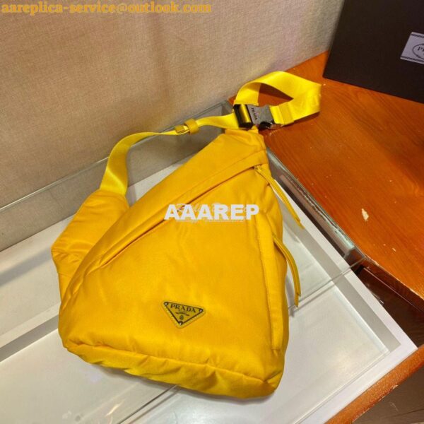 Replica Prada Re-nylon And Leather Backpack 2VZ092 Yellow 3