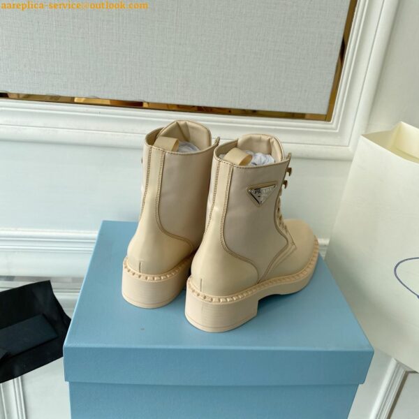 Replica Prada Ankle Boots in Beige Brushed Leather and Re-Nylon 5