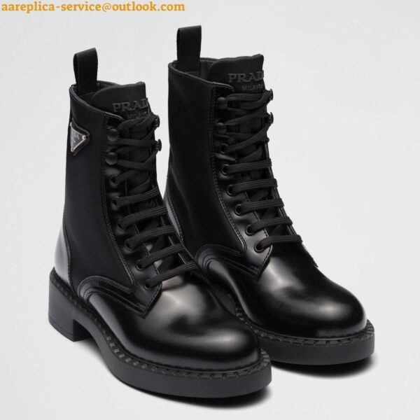 Replica Prada Ankle Boots in Black Brushed Leather and Re-Nylon 12