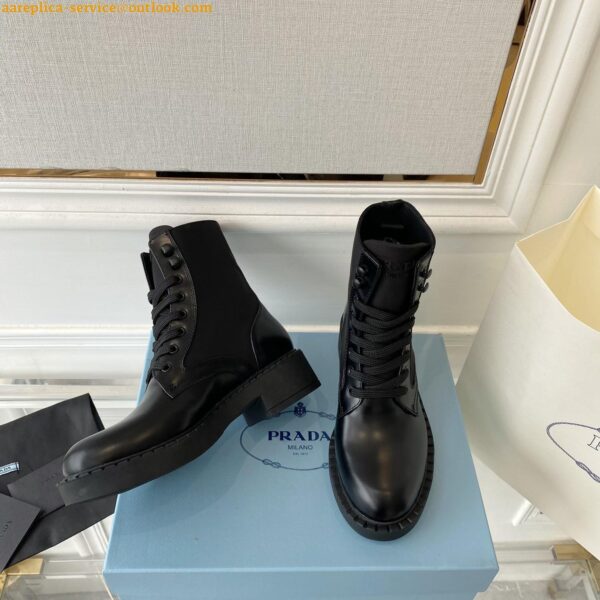 Replica Prada Ankle Boots in Black Brushed Leather and Re-Nylon 19