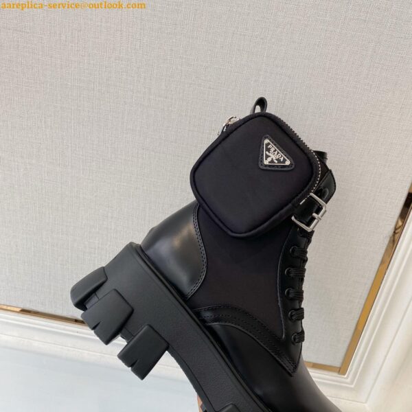 Replica Prada Monolith Boots in Black Leather and Nylon Fabric 5