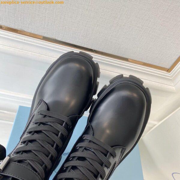 Replica Prada Monolith Boots in Black Leather and Nylon Fabric 11