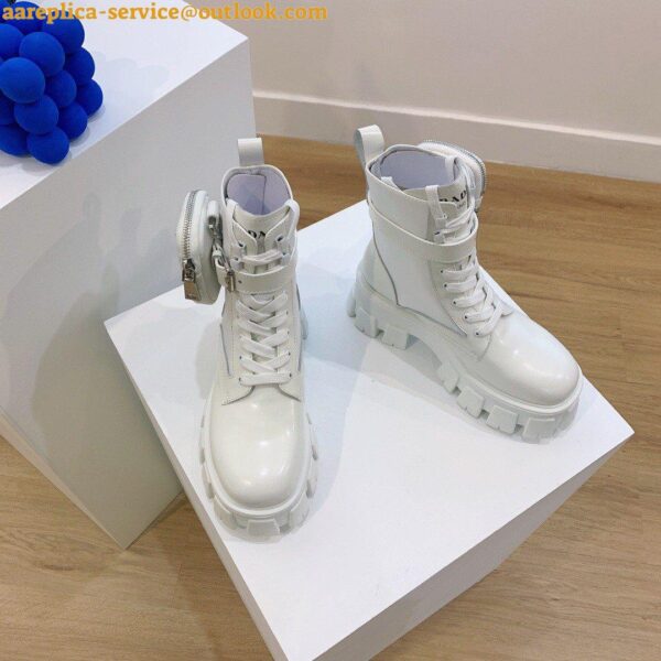 Replica Prada Monolith Boots in White Leather and Nylon Fabric 6