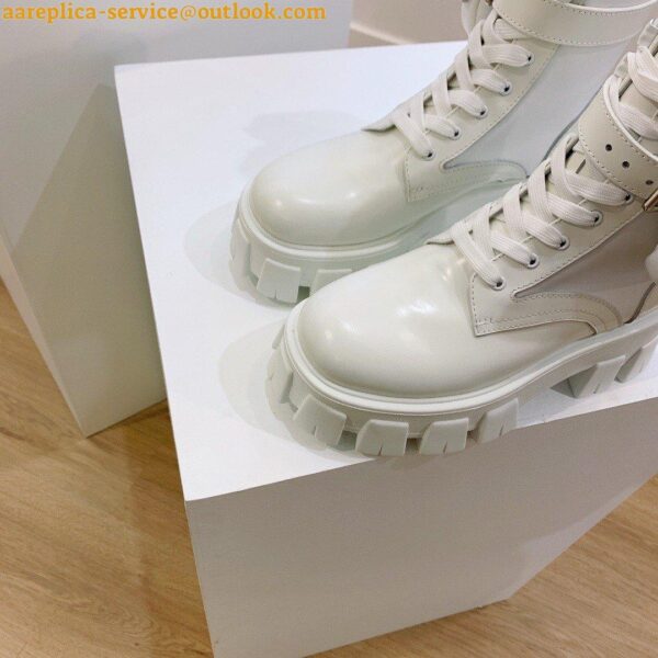 Replica Prada Monolith Boots in White Leather and Nylon Fabric 9