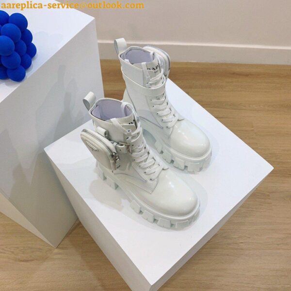 Replica Prada Monolith Boots in White Leather and Nylon Fabric 10