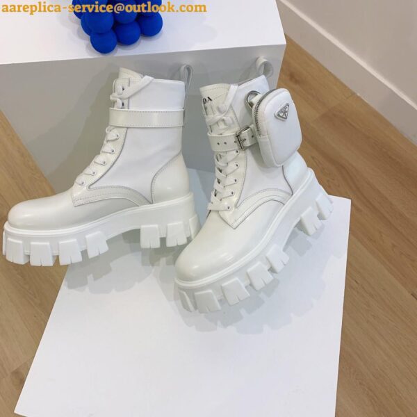 Replica Prada Monolith Boots in White Leather and Nylon Fabric 11