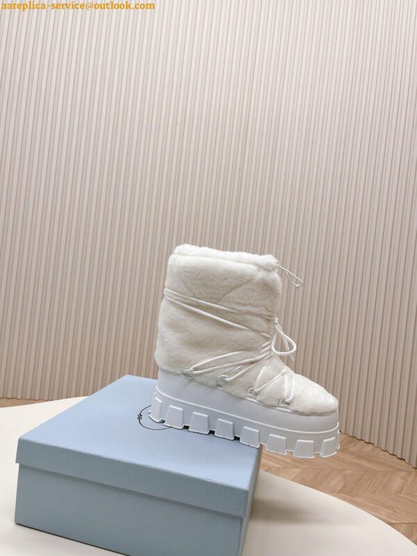 Replica Prada White Shearling Apres-ski Boots 8