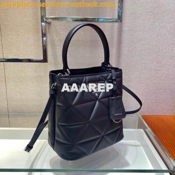 Replica Prada 1BA212 Medium Saffiano Leather Prada Panier Bag in Black 9