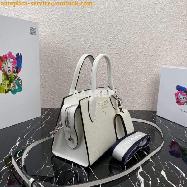 Replica Prada 1BA269 Saffiano Leather Prada Monochrome Bag White 4