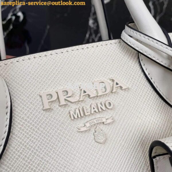 Replica Prada 1BA269 Saffiano Leather Prada Monochrome Bag White 5