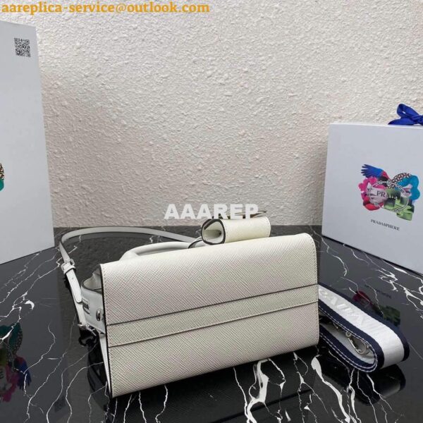 Replica Prada 1BA269 Saffiano Leather Prada Monochrome Bag White 6