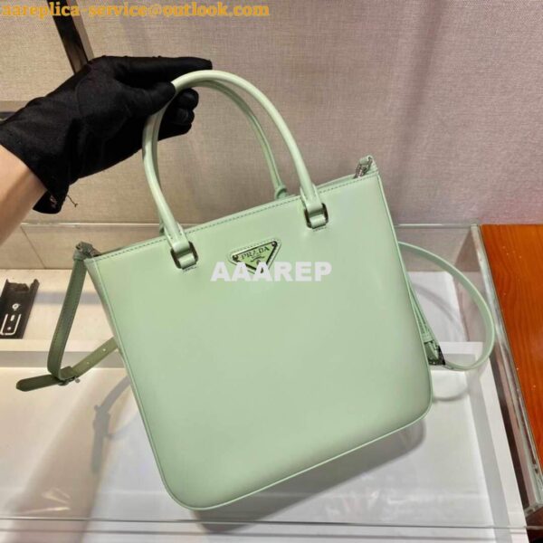 Replica Prada 1BA330 Brushed Leather Tote Bag Light Green 4