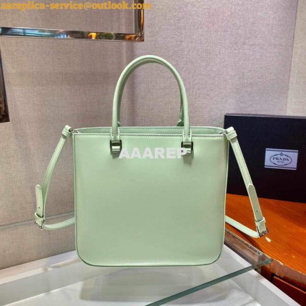 Replica Prada 1BA330 Brushed Leather Tote Bag Light Green 5