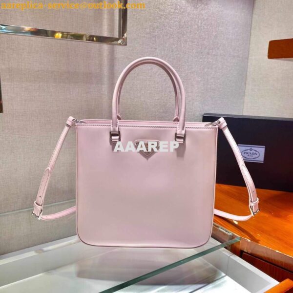 Replica Prada 1BA330 Brushed Leather Tote Bag Pink 4