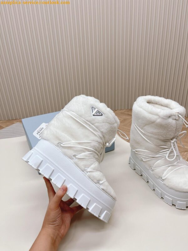 Replica Prada White Shearling Apres-ski Boots 10