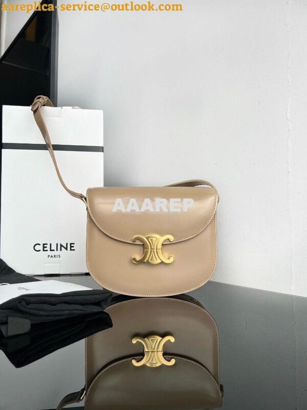 Replica Celine Besace Triomphe In Shiny Calfskin 110413B Nude 3