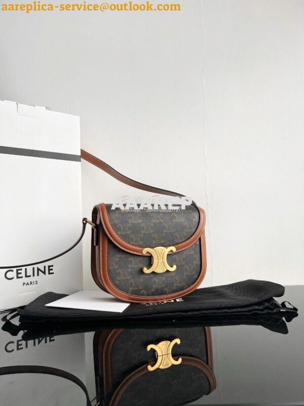 Replica Celine Besace Triomphe In Triomphe Canvas And Calfskin Tan 110 4