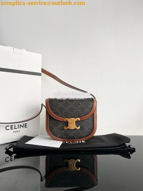 Replica Celine Besace Triomphe In Triomphe Canvas And Calfskin Tan 110 5