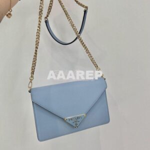 Replica Prada Saffiano leather shoulder bag 1BD318 Light Blue