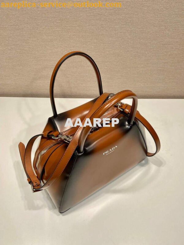 Replica Prada 1BA366 Small brushed leather Prada Supernova handbag Brown 4