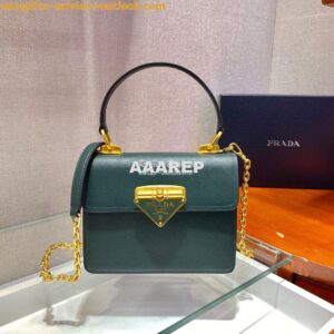 Replica Prada Saffiano Leather Symbole Bag 1BN02 Green 2