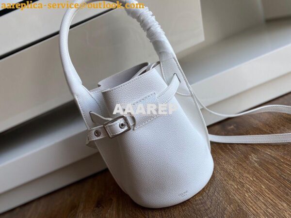 Replica Celine Big Bag Nano Bucket in Supple Grained Calfskin White 18 2