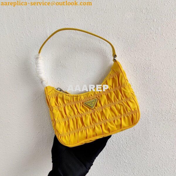 Replica Prada 1NE204 Prada Nylon and Saffiano Leather Mini Bag in Yellow 7