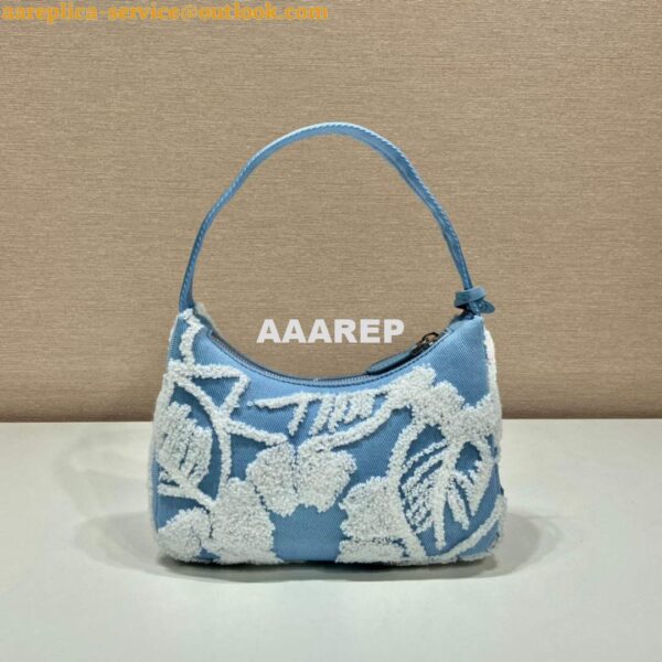 Replica Prada 1NE515 Re-Edition 2000 embroidered drill mini bag blue white 3