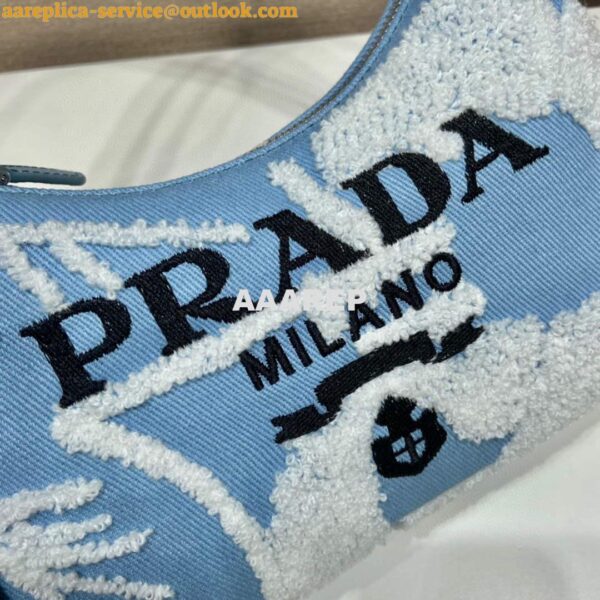 Replica Prada 1NE515 Re-Edition 2000 embroidered drill mini bag blue white 4