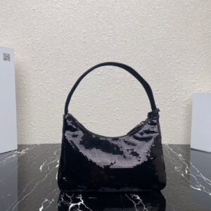 Replica Prada 1NE515 Re-Edition 2000 sequined Re-Nylon mini-bag Black