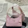 Replica Prada Satin Mini Hobo Bag with Artificial Crystals 1NE515 Gree