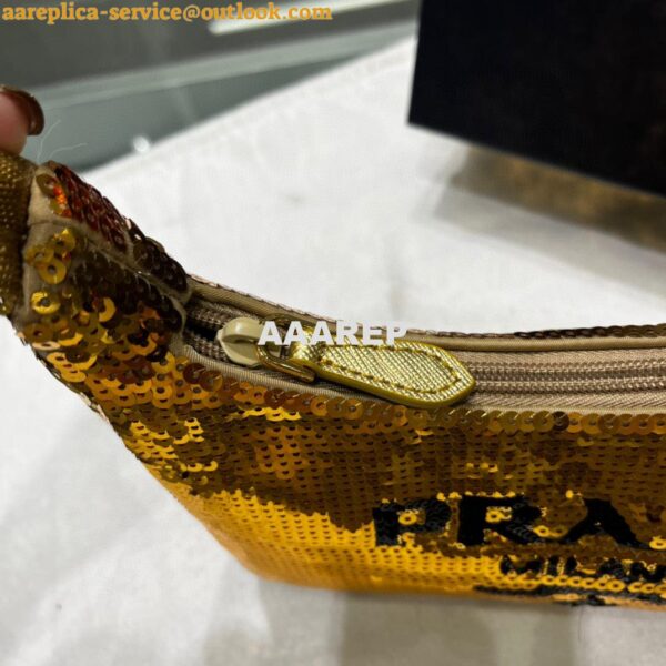 Replica Prada 1NE515 Re-Edition 2000 sequined Re-Nylon mini-bag Gold 4