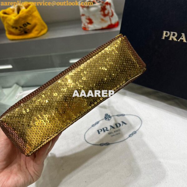 Replica Prada 1NE515 Re-Edition 2000 sequined Re-Nylon mini-bag Gold 5