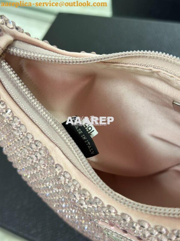 Replica Prada Satin Mini-Bag with Artificial Crystals 1NE515 Alabaster 12