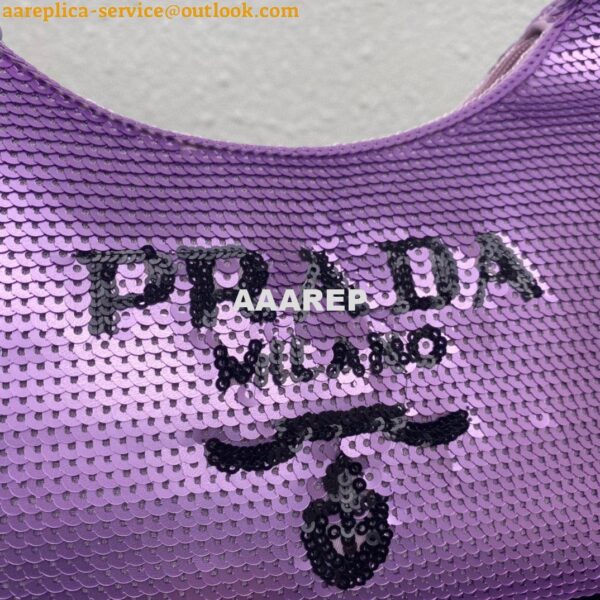 Replica Prada 1NE515 Re-Edition 2000 sequined Re-Nylon mini-bag Purple 4