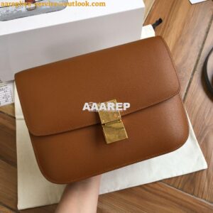 Replica Celine Classic Box Bag in Calfskin with Cork Effect Brown 2