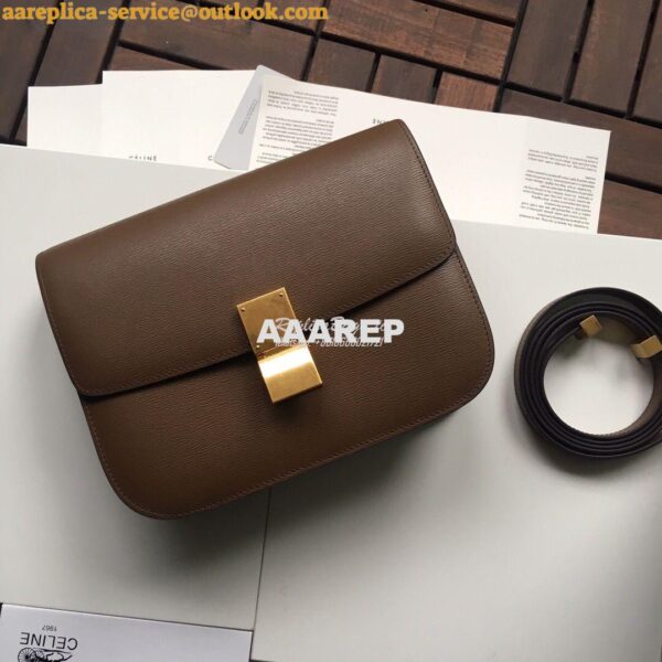 Replica Celine Classic Box Bag in Calfskin with Cork Effect Camel