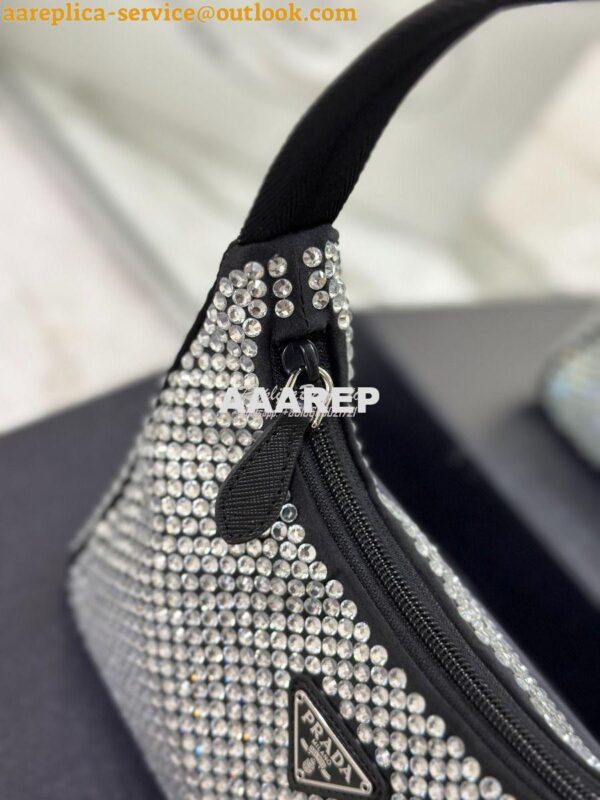 Replica Prada Satin Mini-Bag with Artificial Crystals 1NE515 Black 8