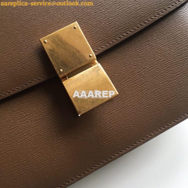 Replica Celine Classic Box Bag in Calfskin with Cork Effect Camel 3