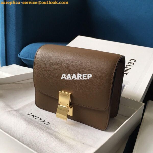 Replica Celine Classic Box Bag in Calfskin with Cork Effect Camel 8